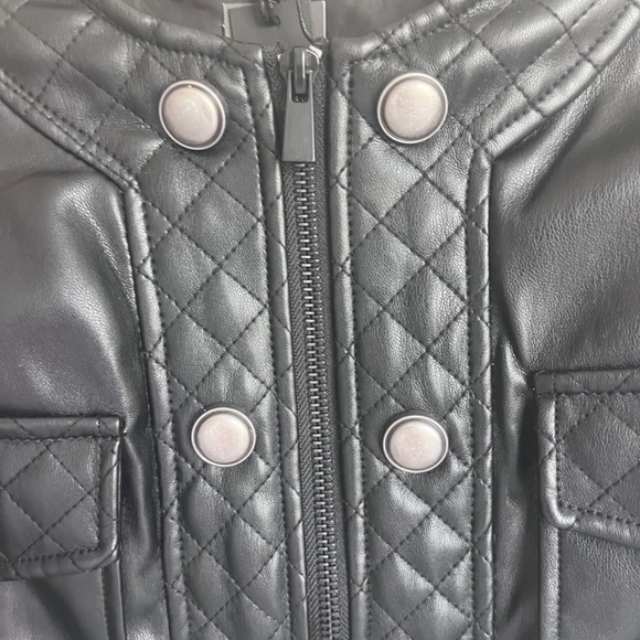 Liverpool Quilted black vegan leather jacket size XS EUC no collar - Picture 6 of 9